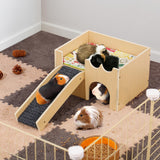 Upgraded Guinea Pig Castle, Sturdy Wooden Guinea Pig Hideout, Small Animal House Bed Hut Habitats with Stairs, Easy to Assemble for Hamsters Bunny Chinchillas Playing Hiding