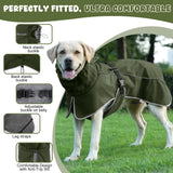 HezzLuv Dog Raincoat, Waterproof Dog Coat with Reflective Straps, Leash Hole & Polar Fleece Lining, Winter Snow Rain Coat for Small, Medium & Large Dogs, Warm, Windproof Vest Jackets