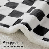 Ohocut Checkered Dog Blanket, Black Jacquard Sherpa Blankets for Small Dog and Cats, Cute Aesthetic Style Fluffy Fleece Pets Blanket for Couch Protection Washable, 30"x40"