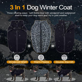 Lelepet Dog Coat 3 in 1 Waterproof Dog Winter Jacket with Harness Built in Windproof Snow Jakcet with Detachable Fleece Sweater Lining Reflective Thermal Cold Weather Coats for Small Medium Large Dogs