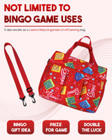 Bingo Bag with Pockets for Bingo Daubers Dabbers Dobbers Red Bingo Bag for Bingo Stuff Supplies Bingo Dauber Bag for Bingo Equipment Bingo Accessories for Women Bingo Prizes for Adults Seniors Elderly