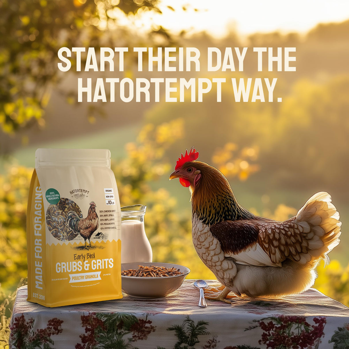 Hatortempt Chicken Feed Supplement - Non-GMO - Protein-Rich Mealworms, Black Soldier Fly Larvae & Oyster Shell - Calcium Grit Treats for Chickens - Egg Layer Feed Supplement (10 lb)