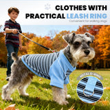 Fleece Dog T-Shirt with Leash Ring Lightweight Stretchy Dogs Clothes Striped Short Sleeves Pet Sweatshirt Soft Dog Shirts for Large Dogs Border Collie,Golden Retriever,Doberman（Blue,6X-Large）