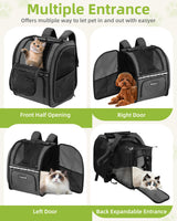 Expandable Cat Carrier Backpacks with Breathable Mesh, Pet Carrier Backpack for Cats Small Dogs Puppies Up to 20 Lbs, Dog Carrier Backpack Great for Travel/Hiking/Camping/Outdoor-Grey with Orange