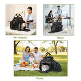 MOYLLOG Expandable Pet Carrier Bag - Airline-Approved, Breathable Mesh, Secure Zippers, Padded Handle & Multi-Pockets (Dark Grey)