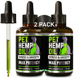 (2 Pack) Hemp Oil for Dogs and Cats - Helps Pets with Anxiety, Pain, Stress, Sleep, Arthritis, Seizures Relief - Cat Anxiety Relief - Omega 3-6-9 - Pet Hemp Oil Drops Treats - Hip and Joint Support