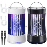Phosooy 2 Packs Indoor Electric Bug Zapper with Fan, 2-in-1 Plug-in 1500V High Voltage Mosquitoes Killer with Hanger, Small Fly Insects Lamp Trap Catching Moth Gnat Fruit Flies, White & Black
