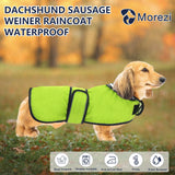 Dachshund Raincoat Corgi Raincoat Dogs Waterproof fit for Dachshunds Weiner Long Back Breeds with Reflective Stripe Great Coverage in Autumn Winter Light Green S