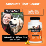 Nutri-Vet Fish Oil Supplement for Dogs, Omega 3, Fish Oil for Dogs, Pet Supplies, Pet Vitamins and Supplements, EPA DHA Formula, Puppy Vitamins, Shed Control, New Puppy Essentials, 100 Count