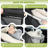 AtawLege Center Console Dog Car Seat, Detachable Washable Dog Booster Seat, Adjustable Safety Belts and Built-in Leash Pet Carseat, Portable Puppy Travel Carrier with Cushion for Small Dogs Cats(Gray)