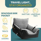 JOTADE Dog Car Seat for Small & Medium Dogs – Washable & Reversible Pet Travel Booster Seat, Double Safety Leashes, Anti-Slip Design, Extra Cushion Cover, Easy Install Puppy Car seat up to 35 lbs
