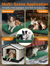 PETNF Outdoor Pet Heating Pad for Cats & Dogs, 100.4-107.6°F Auto Temp Control, Waterproof Fireproof, for Cat House/Dog Kennel/Carport, Fits Domestic & Stray Pets (Green 15.7"X27.6")