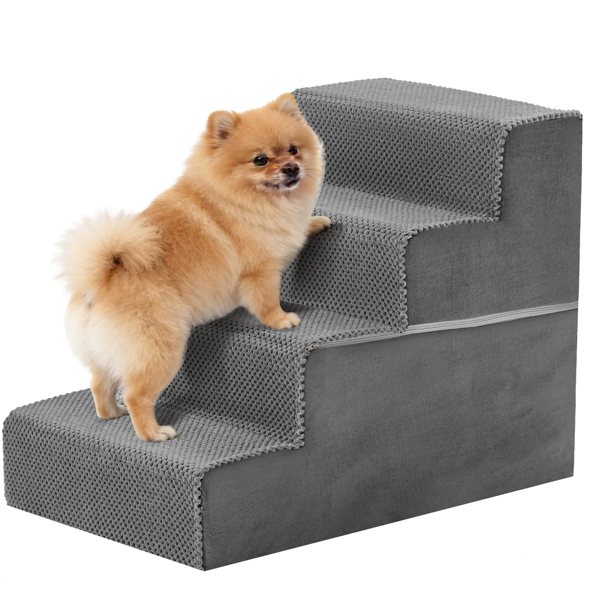 KMFurnila 4-Step Dog Stairs for Large Dogs and Cats, 18in H Dog Steps for Couch, Sofa, Chair, Non-Slip Sturdy Pet Steps, Pet Ramp for High Bed Indoor