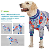 LovinPet Dog Pjs, Wound Care, Surgery Recovery Clothes, Large Pitbull Pajamas, Lightweight Stretchy Jersey Knit, Galaxy World Gray Print, Big Dog Jammies,UV Protection, Pitbull Pajamas, Pet PJ's, 2XL