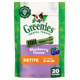 Greenies Veterinarian-Recommended Adult Natural Dental Dog Treats Petite Size, Blueberry Flavor, 12 oz. Pack, 20 Count