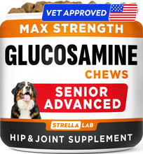 Load image into Gallery viewer, Senior Advanced Glucosamine Chondroitin Joint Supplement for Dogs - Hip &amp; Joint Pain Relief Pills - Large &amp; Small Breed - Hip Joint Chews Canine Joint Health - Chews Older Dogs - Bacon Flavor-120Ct
