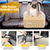 Dog Car Seat for Small/Medium Dogs, Memory Foam Dog Booster Seat, Travel Safety Per Car Seat with Washable Removable Cover, Storage Pockets for Dogs up to 35 lbs (White, Small)