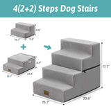 COZY KISS Dog Stairs for Small Dogs, 4 Tier Removable Pet Stairs for Couch and Bed, 17.7" H Dog Steps for Old Cats, Puppy, Small Dogs, 15.7x23.6x17.7 inch, Gray