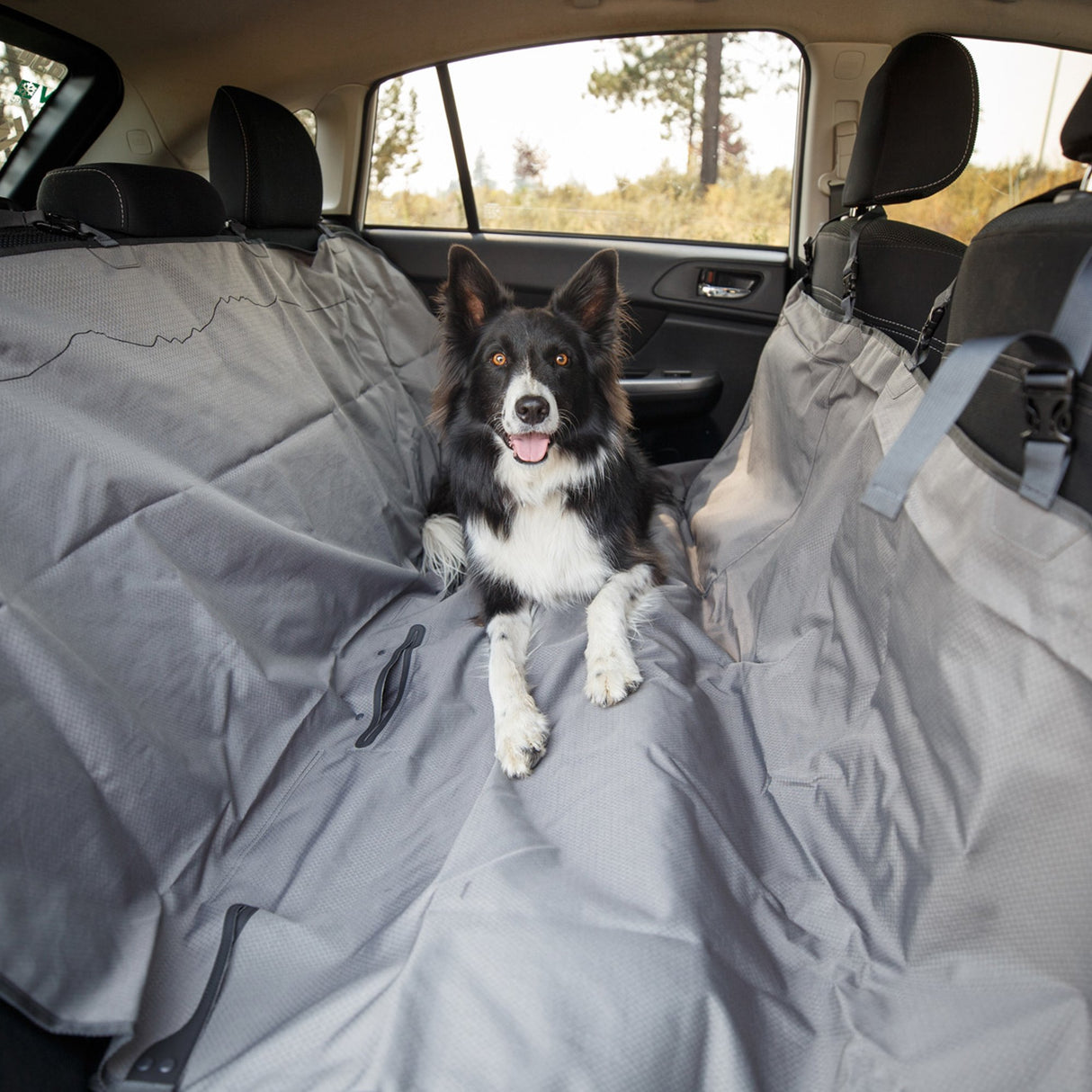 Ruffwear, Dirtbag Dog Car Seat Cover, 300D Heavy Duty Waterproof Scratch Proof Nonslip Hammock or Bench, Durable Machine Washable, Back Seat Protector for Cars, SUVs & Trucks, Basalt Gray