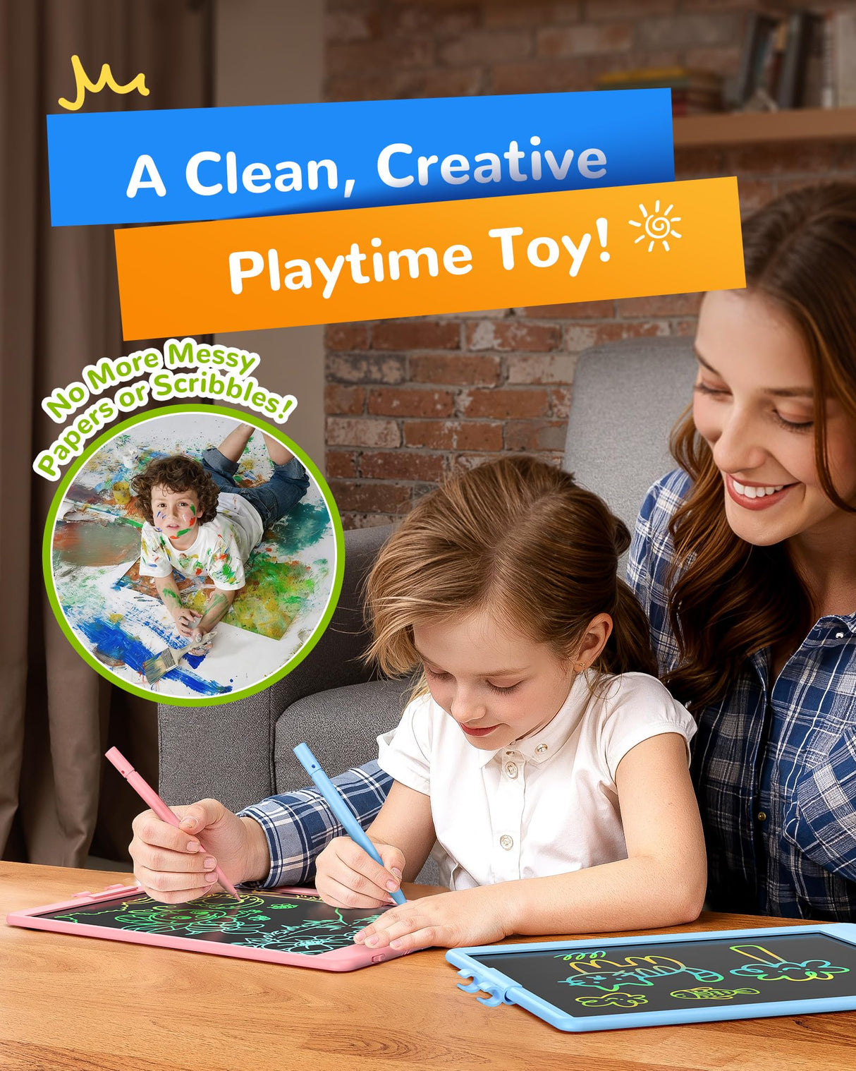 LCD Writing Tablet,Gifts for 3 Years Old Boys and Girls,10 Inch Colorful Doodle Board Drawing Tablet, Erasable Reusable Electronic Drawing Pads, Educational and Learning Toy for Kids