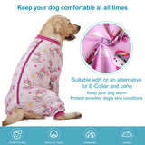 LovinPet Dog Onesies for Large Dogs, Lightweight Stretch Knit, Unicorn Rose Pink Print/Post Surgery Shirt/UV Protection, Pet Anxiety Relief, Wound Care for Large Dog Onesies/L