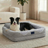Veehoo Cute Dog Bed for Large Dogs, Orthopedic Egg-Crate Foam Dog Bed with Sides, Removable Washable Cover & Waterproof Lining, Comfortable Pet Couch Pet Sofa Grey, 36"