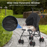 COOLCRAB Pet Stroller Oxford Cloth Foldable Dog Strollers for Small Dogs and Cats Suitable for All Road Surfaces Wide-View Panoramic Window 4 Wheels with Brakes Portable Design, Easy to Store (Blue)