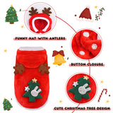 Dog Christmas Costume Funny Dog Christmas Outfit Cute Santa Hoodie for Small Medium Dogs with Reindeer Antler Hood for Cats Dogs Puppy Pets Holiday