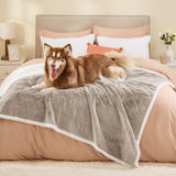 ChiXnuggle Waterproof Dog Blankets for Large Dogs, Reversible Faux Fur & Sherpa Washable Pet Blanket, Soft Pet Throw for Couch Bed Protection, 60"x80", Brown