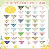 Bulyoou 500 Pcs Summer/Spring Dog Bandanas Bulk Adjustable Dog Bandanas for Groomers Hawaiian Washable Pets Scarf Bibs Costume Accessories for Small to Large Pets Grooming Supplies(Spring)