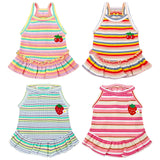 XGDMEIL Cute Small Dog Dress Girl Female Dog Clothes Spring Summer Pet Puppy Cats Striped Dress Outfits for Shih Tzu Yorkies Chihuahua Maltese(4 Pcs,X-Large)