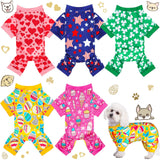 Saintrygo 5 Pieces Holiday Dog Pajamas Holiday Dog Jumpsuit Puppy Valentine Pajamas Apparel for Small Cat Christmas Valentine Cosplay(M(fit 5.5-7.7lbs),Classic Style)