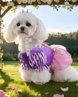 Littledropet Dog Princess Dress with Crystal Crown,Pet Halloween Christmas Birthday Wedding Dress Princess Costume Cosplay Party Outfits for Small Medium Dogs Girls (Purple, XXL)