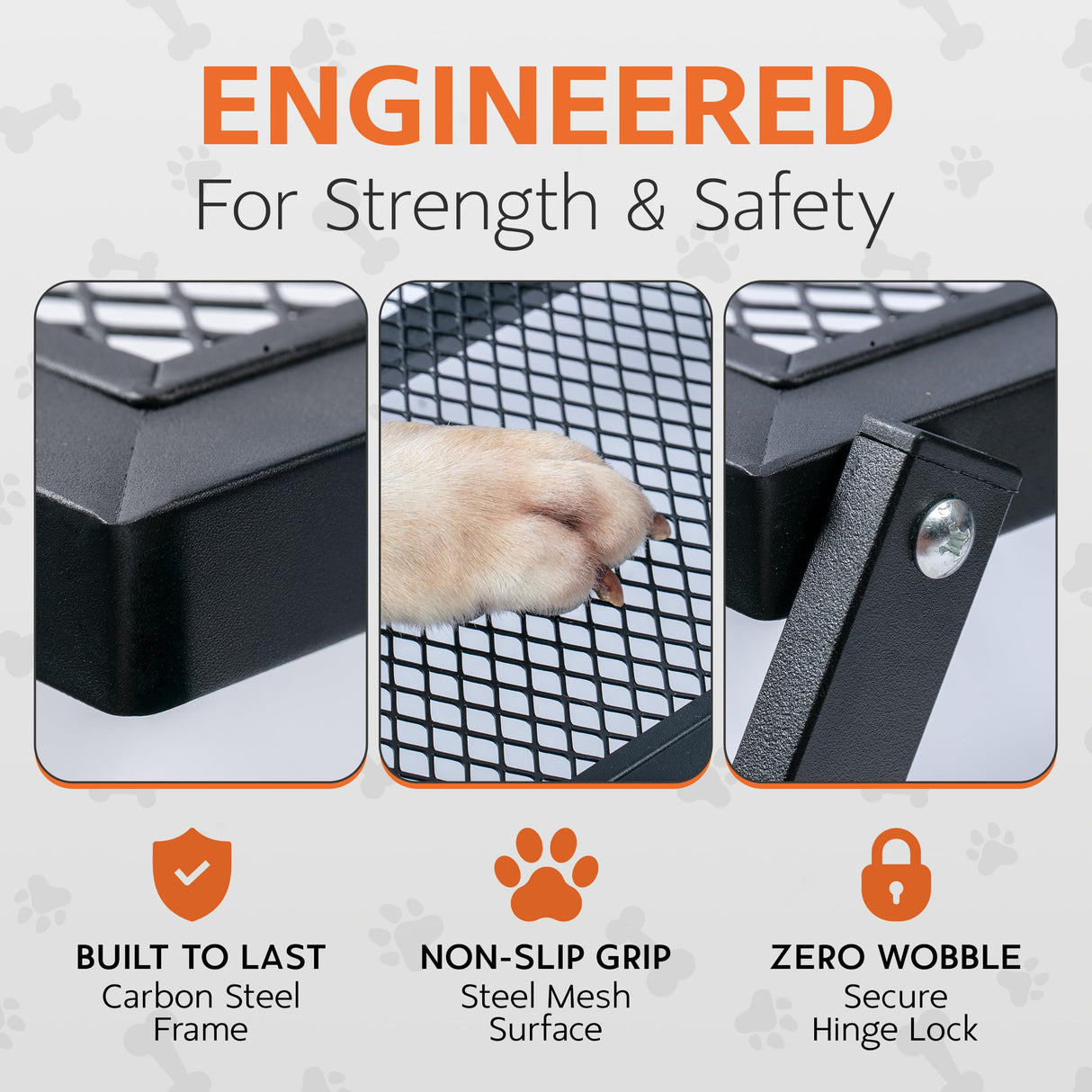 Foldable 5-Step Dog Stairs for Cars, Trucks & SUVs – Heavy-Duty Carbon Steel Pet Ladder Supports 230LB, Non-Slip Metal Mesh, Joint-Friendly Portable Ramp for Large & Small Dogs