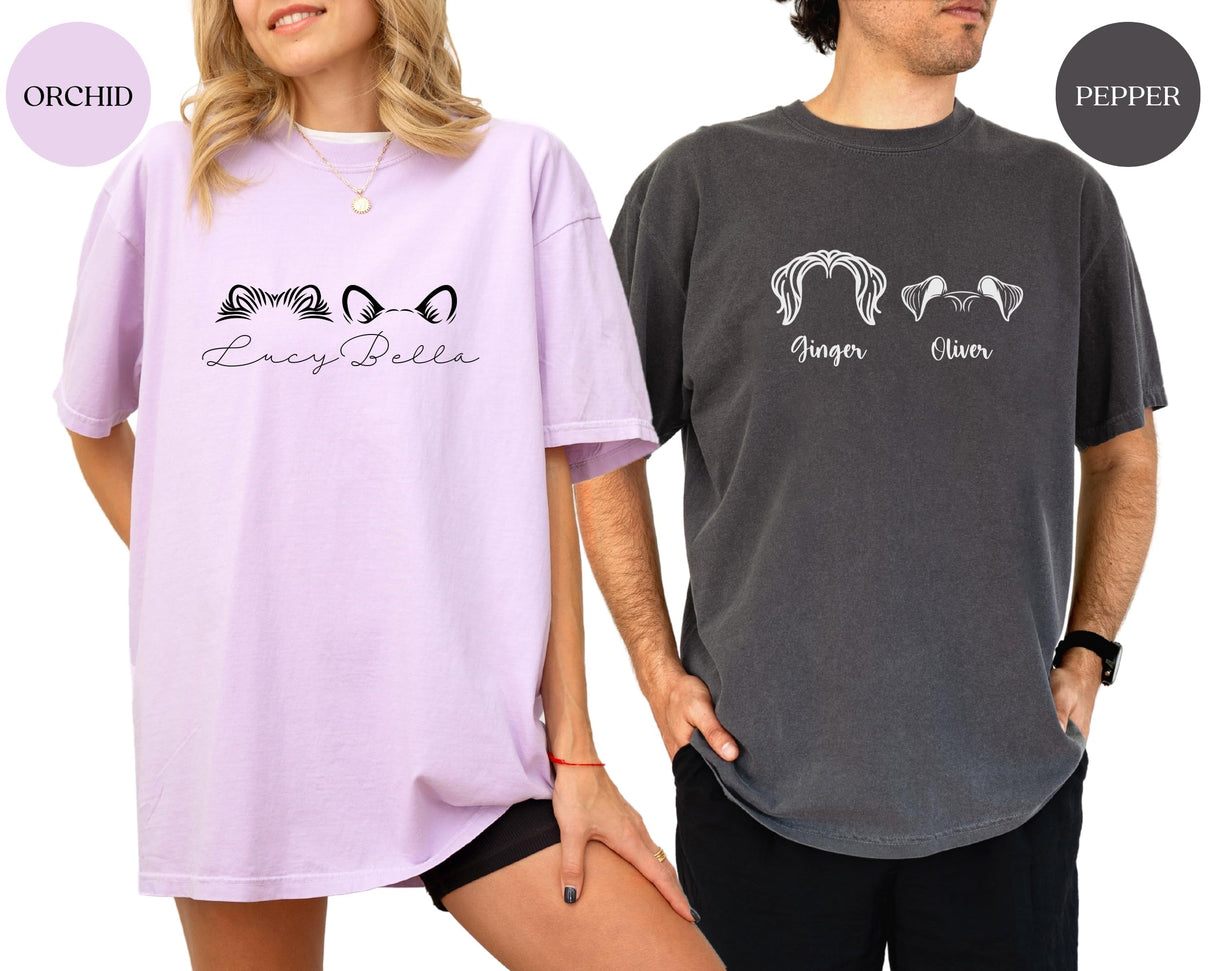 JOIA Design Personalized Dog or Cat Ear T-Shirt – Custom Pet Name Shirt for Dog Mom & Dad, Pet Lovers Gift, Unisex Cotton Tee