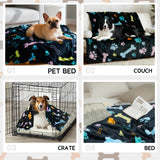 Rezutan Blanket for Large Dogs, Cat Flannel Washable Soft Pet Mat Throw Cover for Kennels-Beds, Sofas, Furniture Protection, Cute Paw Pattern, Black, 80x60 Inch