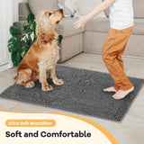 HOMEK Absorbent Dog Door Mat for Muddy Paws, 60" x 30" Chenille Indoor Mats for Entryway, Trap Dirt Front Door Mat Indoor Entrance Washable Non Slip Soft
