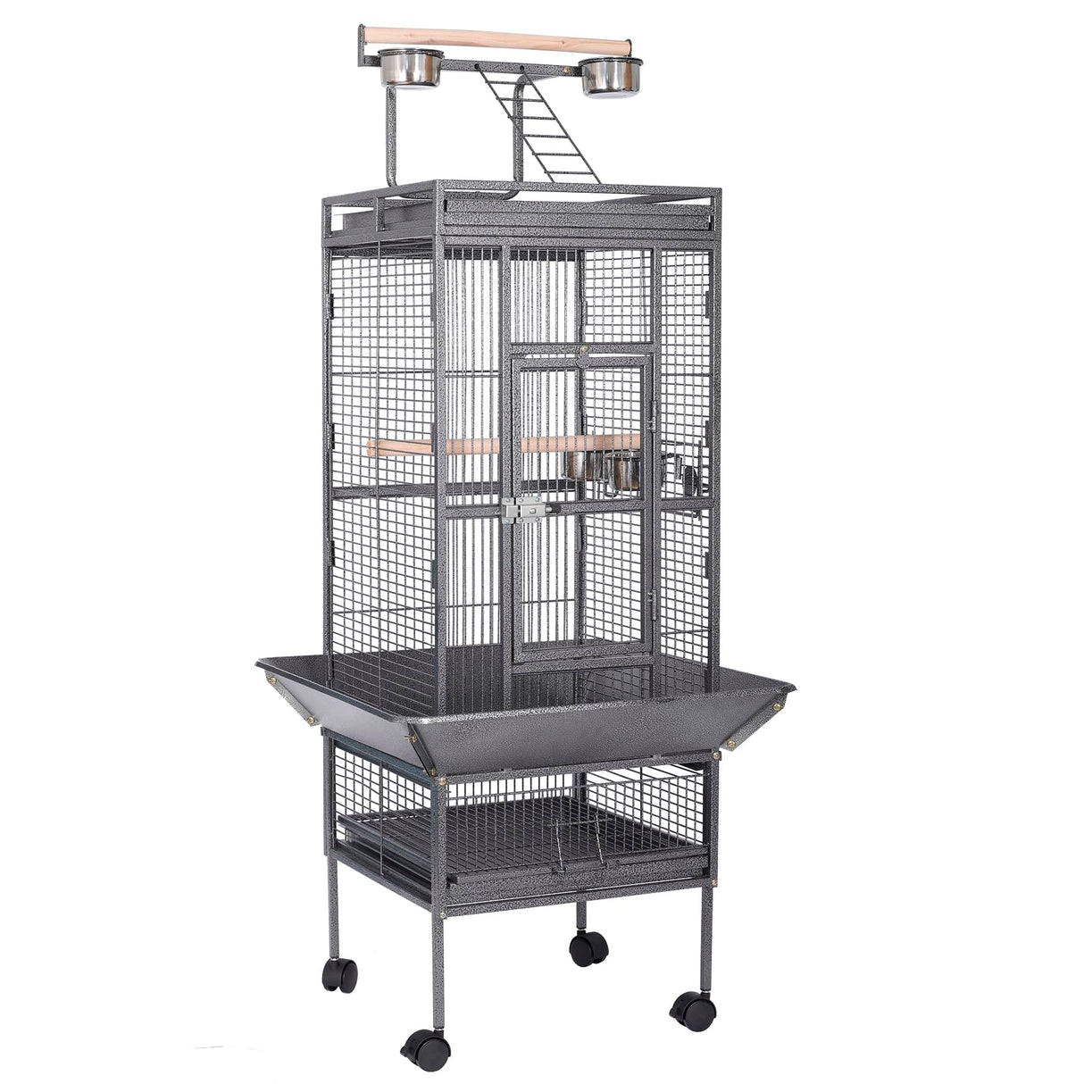 HSM 62 Inch Wrought Iron Large Bird Flight Cage with Rolling Stand for African Grey Parrot Cockatiel Sun Parakeet Conure Lovebird Canary…
