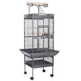 HSM 62 Inch Wrought Iron Large Bird Flight Cage with Rolling Stand for African Grey Parrot Cockatiel Sun Parakeet Conure Lovebird Canary…