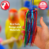Bonka Bird Toys 51214 Small Aglet Heaven Cotton Shoelace Toy with Plastic Aglets and 2" Ring for Parakeets Cockatiels Quakers Pionus Small Bird Enrichment