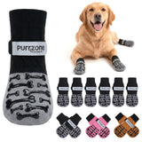 Purrzone 6 Pcs Non-Slip Dog Socks with Cute Bone Paw Grips Indoor Dog Socks for Hardwood Floors, Booties for Hot Pavement, Socks for Winter Snow, Paw Protector Socks (Modern Grey, Small)