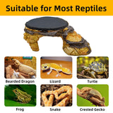 JWIZYOTR Bearded Dragon Basking Platform, Turtle Basking Platform Decorative Reptile Hideout with Rock Slate Plate in Terrarium for Lizard, Leopard, Crested Gecko(Large-Yellow)