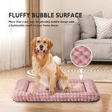 Yaning Dog Bed Mat Crate Pad for Large Dogs, Washable Soft Pet Sleeping Mat Kennel Pad with 3D Bubble Pattern, Dusty Pink, 42"x 28"