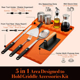 Silicone Grill Mat for Blackstone - BBQ Griddle Tools Side Mat with Drip Pad, Griddle Tools Mat for Outdoor Kitchen Countertop, BBQ Grill Accessories Gifts for Men (Gray-2Pack)