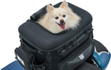 Kuryakyn 5288 Grand Pet Palace: Portable Weather Resistant Motorcycle Dog/Cat Carrier Crate for Luggage Rack or Passenger Seat with Sissy Bar Straps, Black 35 lbs Capacity