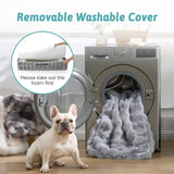COZY KISS Orthopedic Dog Bed for Extra Large Dog, Soft and Warm Faux Fur Sofa for Giant Pet Up to 150 lbs, Foam Bolster Anti-Slip Couch with Washable Removable Cover, XXL 48x35x8 inch, Grey
