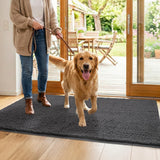 Futurwit Dog Door Mat for Muddy Paws, 72" x 36" Chenille Absorbent Front Door Mat Inside, Large Runner Mud Mat for Dogs, Trap Dirt Washable Non Slip Outdoor Indoor Entrance Doormats, Grey