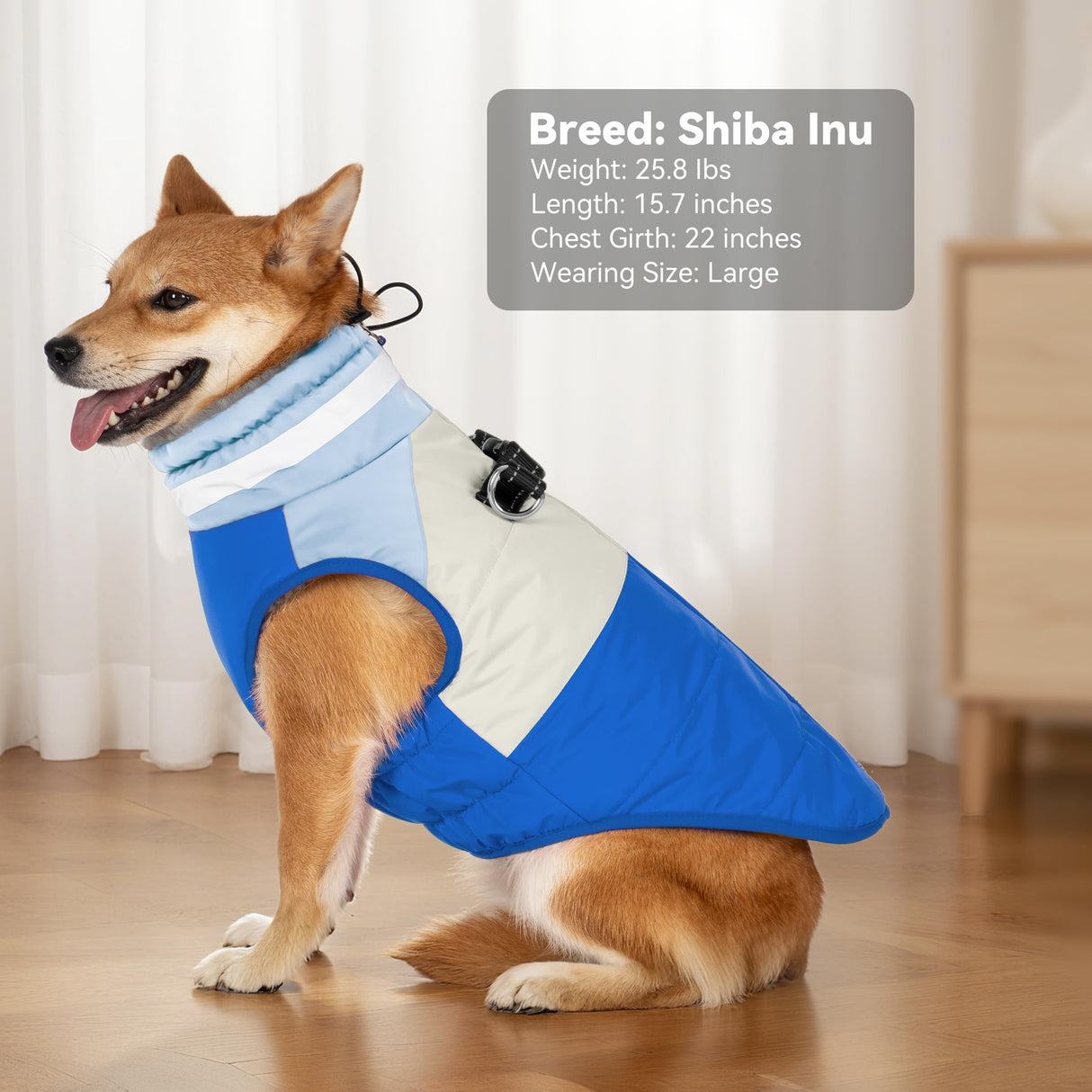 Vitiswap Dog Coats for Medium Dogs, Waterproof Dog Winter Jacket with Harness Built in, Cold Weather Coats, Reflective Zip-up Pet Vest, Warm Fleece Lined Dogs Snowsuit, Blue X-Large