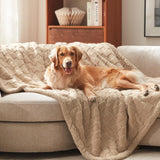 GASUR Waterproof Dog Blankets for Large Dogs, Dog Blanket for Couch Bed, Fleece Pet Blanket for Furniture Sofa Protector, Soft Pet Throw Blankets for Crate Car Outdoor, Washable, Twin 60"x80" Beige