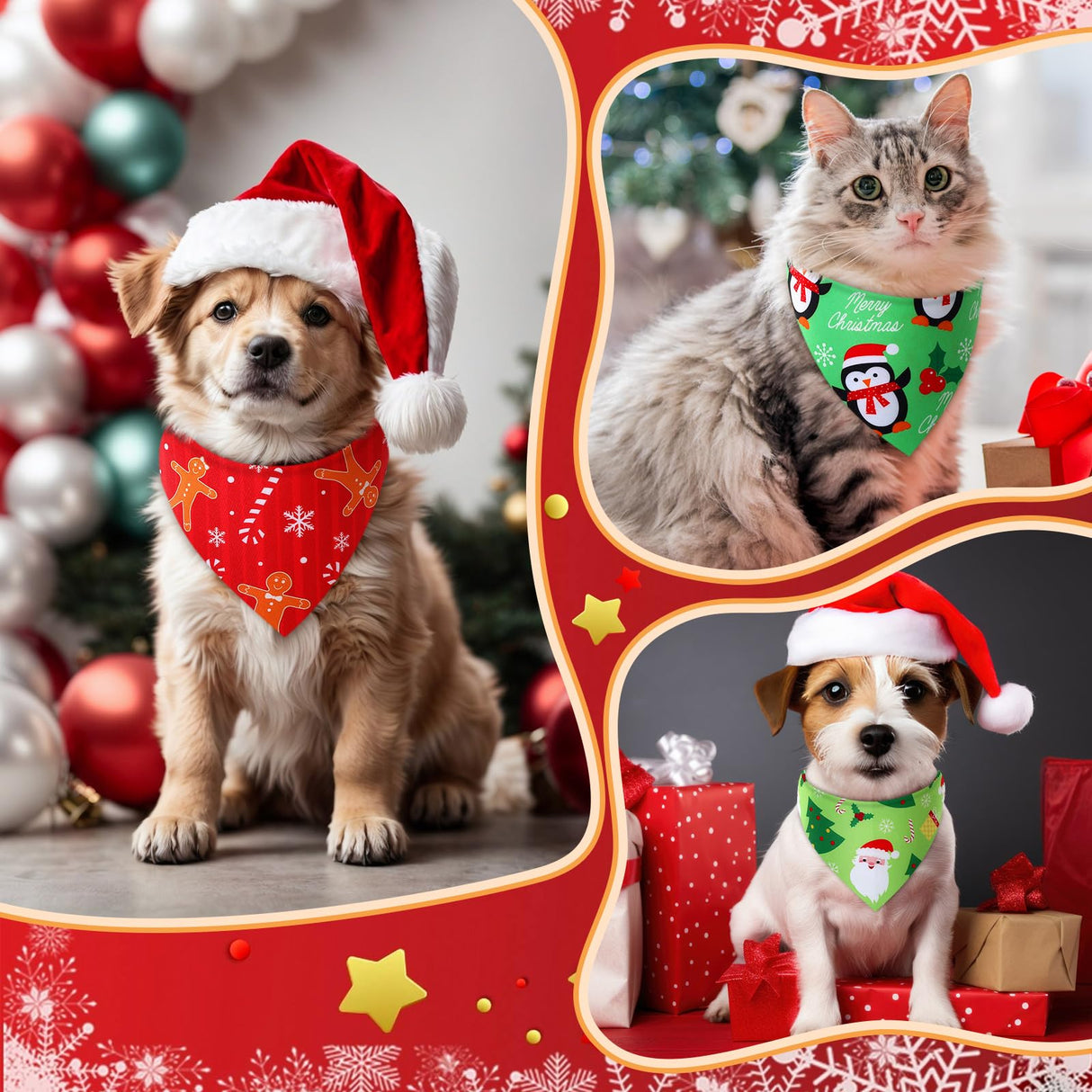 Preboun 100 Pcs Christmas Dog Bandanas Bulk Xmas Bandanas for Dogs Triangle Kerchief Bibs Scarf for Pet Xmas Costume Photo Props Accessories Pet Shops Adoption Events, 25 Styles(19.7 x 13.8 x 13.8)